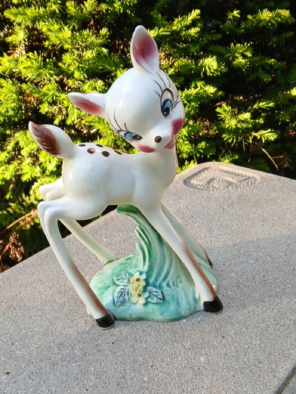 highly collectible vintage anthropomorphic ceramic fawn figurine,